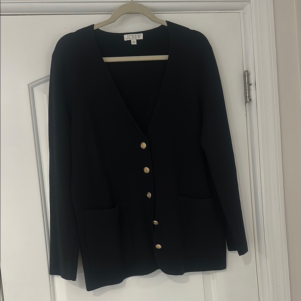 J.Crew Black Cardigan with Gold Buttons